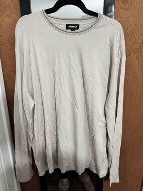 Express Men’s Long Sleeve Crewneck Shirt - Light Cream